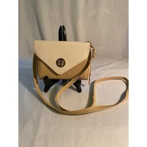 Small Envelope flap crossbody bag / wallet with all around zipper close. Beige